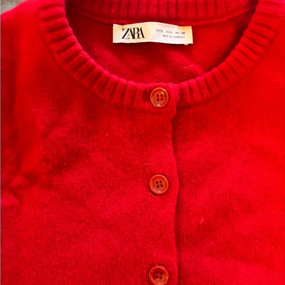 Zara Vibrant Red Cardigan 100% wool